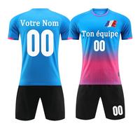 OPUTWDF Maillot Football Personnalisé Football Maillot Enfant Personnalisé Maillot de Foot T-Shirt Shorts 2 Pièces Personnalisé Nimporte Quel numéro de nom Team Logo Jersey