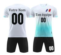 OPUTWDF Maillot Football Personnalisé Football Maillot Enfant Personnalisé Maillot de Foot T-Shirt Shorts 2 Pièces Personnalisé Nimporte Quel numéro de nom Team Logo Jersey