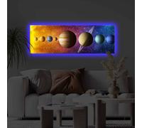 Opviq, 3090KTLGDACT - 002, Peinture décorative sur toile éclairée par LED, 100 % POLYESTER-CANVAS, Multicolore, 30 x 90 cm