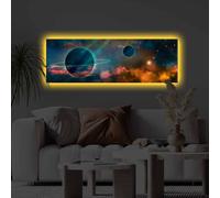Opviq, 3090KTLGDACT - 012, Peinture décorative sur toile éclairée par LED, 100 % POLYESTER-CANVAS, multicolore, 30 x 90 cm