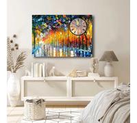 Opviq, 70100CS-004, Horloge murale décorative en toile, Multicolore, 100 % CANVAS EN PEAU, 70 x 100 cm