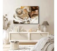 Opviq, 70100CS-045, Horloge murale décorative en toile, Multicolore, 100 % CANVAS EN PEAU, 70 x 100 cm