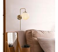 Opviq Applique murale élégante avec corps en métal et capuchon en verre, finition cuivre vintage, 15 x 28 x 43 cm, culot E14, max. 40 W, parfait pour décoration moderne et scandinave