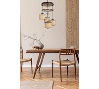 Opviq Chandelier en bois rustique - Couleur vintage - Diamètre : 35 cm - Hauteur : 80 cm - Réglable - Culot E27 - Max 40 W - Peinture électrostatique - Parfait pour la décoration du sud-ouest et du