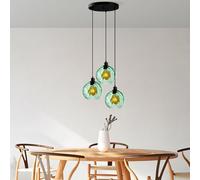 Opviq Chandelier vert élégant, hauteur réglable 40-120 cm, corps en métal, capuchon Ø 20 cm, 3 douilles E27, parfait pour les espaces modernes, indice IP20