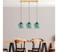 Opviq Élégant lustre bleu, hauteur réglable 40-120 cm, corps en métal, 3 douilles E27, 70 x 20 x 120 cm, parfait pour les espaces de vie modernes, IP20