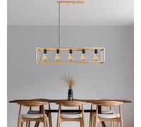 Opviq Élégant lustre doré, hauteur réglable 30-80 cm, corps en métal, 5 douilles E27, 100 x 20 x 20 cm, parfait pour les espaces de vie modernes, indice IP20