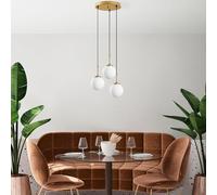 Opviq Élégant lustre doré, hauteur réglable 40-115 cm, corps en métal, 36 x 36 x 115 cm, 3 ampoules E14 max. 40 W, parfait pour les espaces de vie modernes, indice IP20