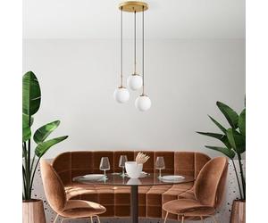 Opviq Élégant lustre doré, hauteur réglable 40-115 cm, corps en métal, 36 x 36 x 115 cm, 3 ampoules E14 max. 40 W, parfait pour les espaces de vie modernes, indice IP20