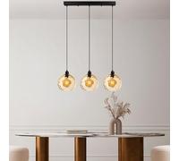 Opviq Élégant lustre jaune, hauteur réglable 40-120 cm, corps en métal, 3 douilles E27, 70 x 20 x 120 cm, parfait pour les espaces de vie modernes, IP20