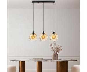 Opviq Élégant lustre jaune, hauteur réglable 40-120 cm, corps en métal, 3 douilles E27, 70 x 20 x 120 cm, parfait pour les espaces de vie modernes, IP20