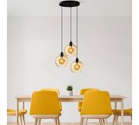 Opviq Élégant lustre jaune, hauteur réglable 40-120 cm, corps en métal, capuchon Ø 20 cm, 3 ampoules E27 max. 40 W, parfait pour les espaces de vie modernes, indice IP20