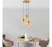 Opviq Élégant lustre jaune, hauteur réglable 40-120 cm, corps en métal, capuchon Ø 20 cm, 3 ampoules E27 max. 40 W, parfait pour les espaces de vie modernes, indice IP20
