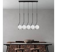 Opviq Élégant lustre noir, corps en métal, hauteur réglable 65-110 cm, 80 x 15 x 110 cm | 5 ampoules E14 max. 40 W, éclairage élégant pour les espaces modernes