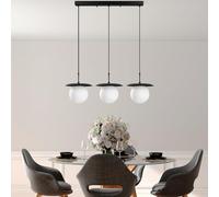 Opviq Élégant lustre noir, hauteur réglable 40-110 cm, corps en métal, 3 douilles E27, 100 x 30 cm | Parfait pour les espaces de vie modernes, élégants et fonctionnels