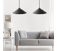 Opviq Élégant lustre OVNI (2 pièces) noir, hauteur réglable 50 cm | ABS et polycarbonate, E27 max 40 W | Parfait pour la décoration industrielle et scandinave