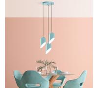 Opviq Élégant lustre turquoise, corps en métal, 40 cm de diamètre, hauteur réglable 75-121 cm, 3 douilles E27, parfait pour les espaces modernes, solution d'éclairage élégante