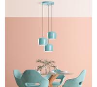 Opviq Élégant lustre turquoise, corps en métal, 45 cm de diamètre, hauteur réglable 45-114 cm, 3 douilles E27, parfait pour les espaces modernes, solution d'éclairage élégante