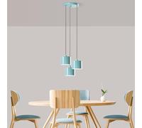 Opviq Élégant lustre turquoise, corps en métal, 45 cm de diamètre, hauteur réglable 75-110 cm, 3 douilles E27, parfait pour les espaces de vie modernes, IP20