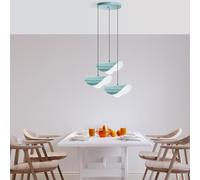 Opviq Élégant lustre turquoise, corps en métal, 50 cm de diamètre, hauteur réglable 75-112 cm, 3 douilles E27, parfait pour la décoration moderne, indice IP20