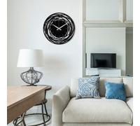 Opviq, Enzoclock- ENZ1422, noir, horloges murales, 48 x 48 cm, 100% métal (épaisseur : 1