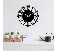 Opviq, Enzoclock - S006, Horloge murale, noir, métal, 48 x 48 cm