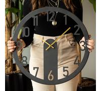 Opviq, Etta- ATP1509, Noir, Horloge murale, 48 x 48 cm, 100% acier (épaisseur : 1
