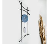 Opviq, Ken - Blue, horloge murale décorative en métal, 100 % METAL, bleu, 75 x 75 cm