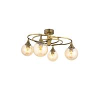 Opviq Lustre élégant en cuivre, 31 cm de long, 60 cm de diamètre, corps en métal, capuchon en verre, 4 ampoules E27 max. 6 W, design moderne glamour pour intérieurs élégants