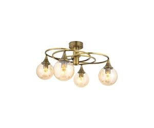Opviq Lustre élégant en cuivre, 31 cm de long, 60 cm de diamètre, corps en métal, capuchon en verre, 4 ampoules E27 max. 6 W, design moderne glamour pour intérieurs élégants
