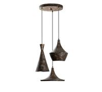 Opviq Lustre industriel avec corps en métal, hauteur réglable 45-135 cm, finition antique, 3 douilles E27, Ø 45 cm | Idéal pour les pièces modernes