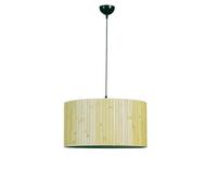 Opviq Lustre scandinave élégant, corps en métal avec capuchon en bambou, diamètre 45 cm, hauteur réglable, chêne & noir | E27 max 40 W, IP20