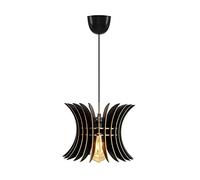 Opviq Lustre sphérique moderne, corps en MDF noir, capuchon de 20 cm | Câble réglable, hauteur 60 cm, douille E27, max 40 W | Design industriel élégant