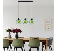 Opviq Lustre vert élégant, hauteur réglable 40-120 cm, corps en métal, 3 douilles E27, 70 x 20 x 120 cm, parfait pour les espaces de vie modernes, IP20