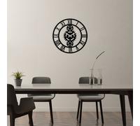 Opviq, Metal- TNL2103, Noir, Horloge murale, 48 x 48 cm, 100% métal (épaisseur : 1