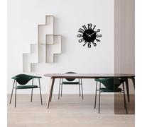Opviq, Metal- TNL2114, Noir, Horloge murale, 48 x 48 cm, 100% métal (épaisseur : 1
