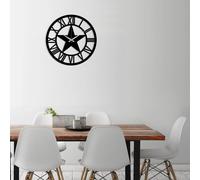 Opviq, Metal- TNL2128, Noir, Horloge murale, 48 x 48 cm, 100% métal (épaisseur : 1