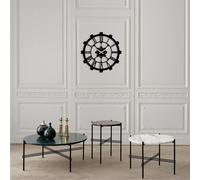 Opviq, Metal Wall Clock 16 - Black, Horloge murale, noir, métal, 48 x 48 cm