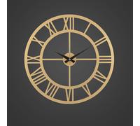 Opviq, Romantal New - Gold, Horloge murale décorative en métal, 100 % MÉTAL, or, 41 x 41 cm