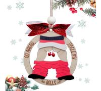 Opvonxeh Décorations de Sapin de Noël - Ornements de Noël en Bois Drôle,Ornements en Bois Santa Espiègle pour Intérieur Extérieur Maison Jardin Fête