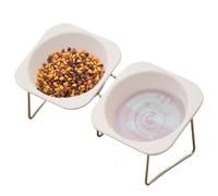 Opvonxeh Elevated Cat Bowls - Raised 2-Dish Water Food Feeder for Easy Pet Eating, Non-Slip Design with Tilted Bowl, Pet Supplies for Cats, Small Dogs, Kittens, Indoor Home, Apartment, Living Room