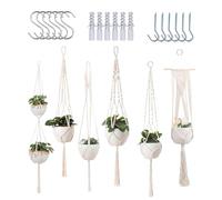 Opvonxeh Macrame Plant Hanger, 6 Pieces Flower Pot Holder, Bohemian Succulents Rope Display for Indoor Outdoor Bedroom, Porch Ceiling Living Room Balcony Patio Kitchen Fence Window Decor