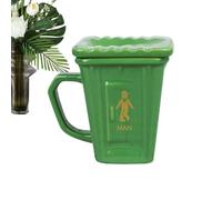Opvonxeh Squat Toilet Trash Can Mug, Ceramic Coffee Cups, Drinking Cup with Straw, Morning Beverage Container, Unique Mug for Home Work Birthday Party Weekend Relaxing Moments