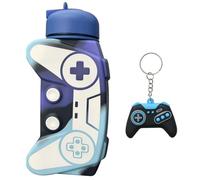 OPVXZAD Bouteilles D'eau Pliable 600 ml Pliable Bouteille d'eau avec Porte-Clés Manette de Jeu Sans BPA Bouteille de Sport de Voyage,Camping,Activités Extérieures pour Filles et Garçons (Bleu)