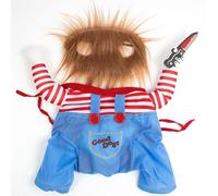 OPVXZAD Costume Terrible de Chien Avec Perruque et Couteau - Déguisement d'Halloween pour Animaux de Compagnie - Vêtement de Fête Amusant (L)