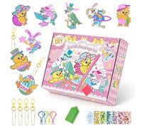 OPVXZAD Lot de 8 autocollants en strass de Pâques avec motif poussin et lapin 5D - Décoration de Pâques à faire soi-même - Pour loisirs créatifs, fêtes, cadeaux