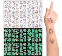 OPVYAEU 10 Feuilles Tatouage Licorne, Tatouage Ephemere Phosphorescent Brille Dans Le Noir, Petit Cadeau Anniversaire Invité et Accessoire de Fête, Tatouage Temporaire Licorne et Arc-en-Ciel