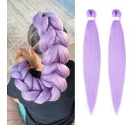 OPVYAEU 2 Pièces 26 Pouces Mèches Pour Tresses Violet Clair - Cheveux Violet Pré Étiré Extensions Africaine Easy Braids, Tresse Rumi Style Fille