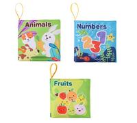 OPVYAEU 3 Pièces Livre de bébé en tissu avec couineur en papier, jouet pour bébé de 0 à 6 mois - Livre sensoriel bebe interactif - Livre d'or crépitant pour bébé - Cadeaux pour nouveau-né - Éléphants