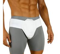 OPVYAEU Ceinture herniaire pour homme et femme Ceinture herniaire réglable flexible Soutien herniaire Soulagement de la douleur avec coussinets de compression amovibles Hernie (Blanco, M)